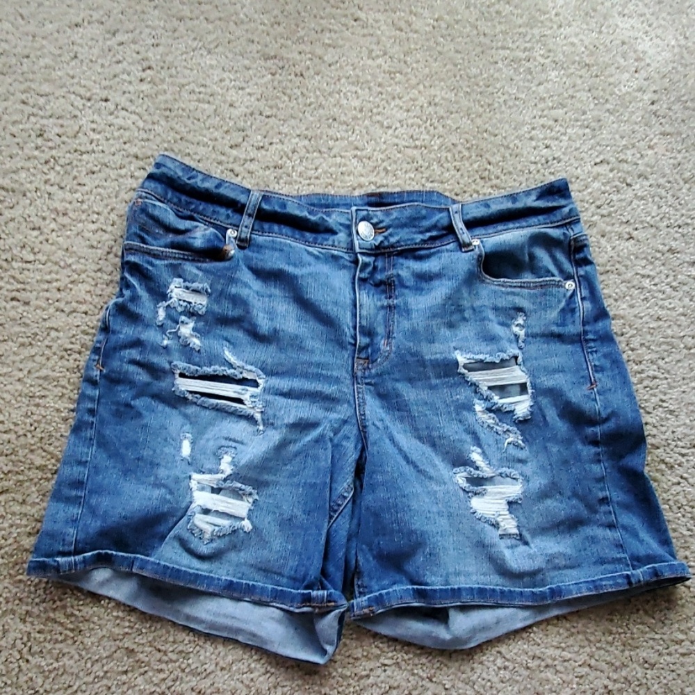 Plus Size Distressed Shorts